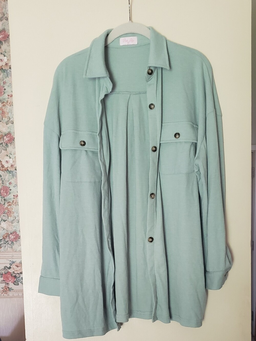 NWOT Sage Ribbed Shacket